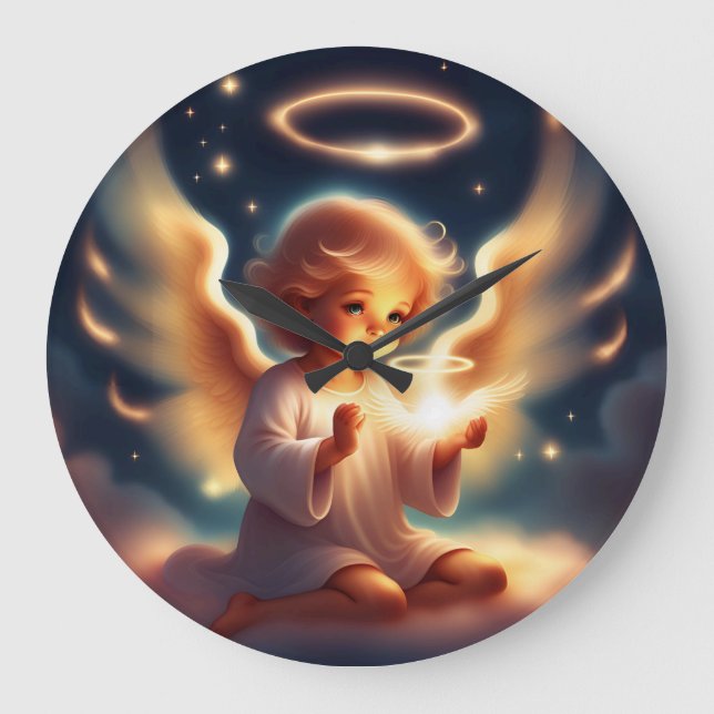 Angelic Glow Wall Clock Stor Klocka (Framsida)