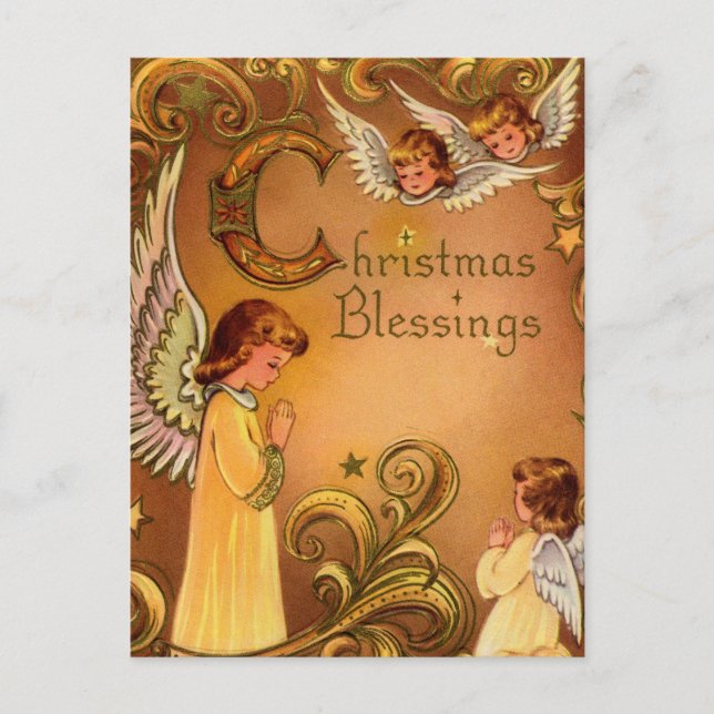 Angelic jul Blessings Helg Vykort (Framsida)
