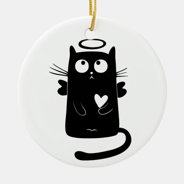 Angelic Kattunge Black Julgransprydnad Keramik (Framsidan)