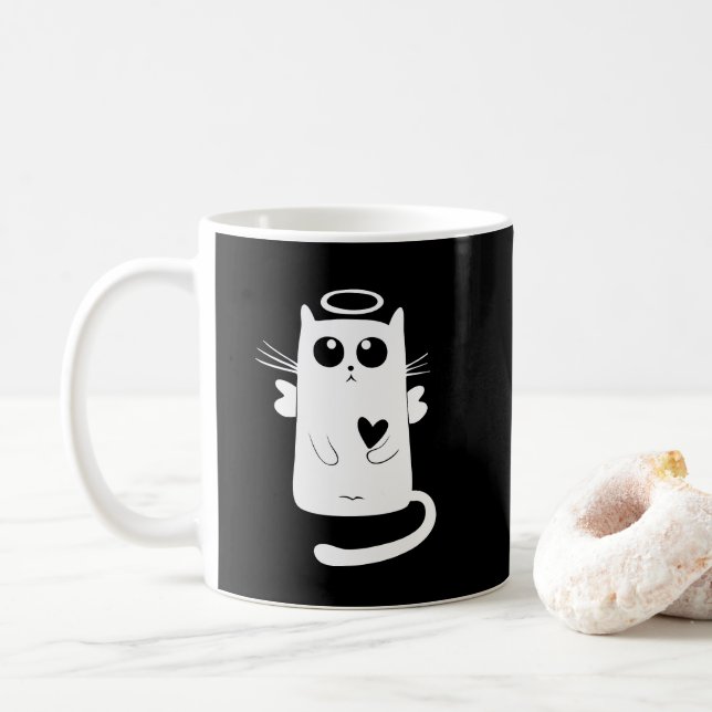 Angelic Kattunge White Kaffemugg (Med munk)