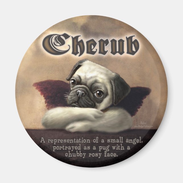 Angelic Pug Cherub Gift-artiklar Magnet (Framsidan)