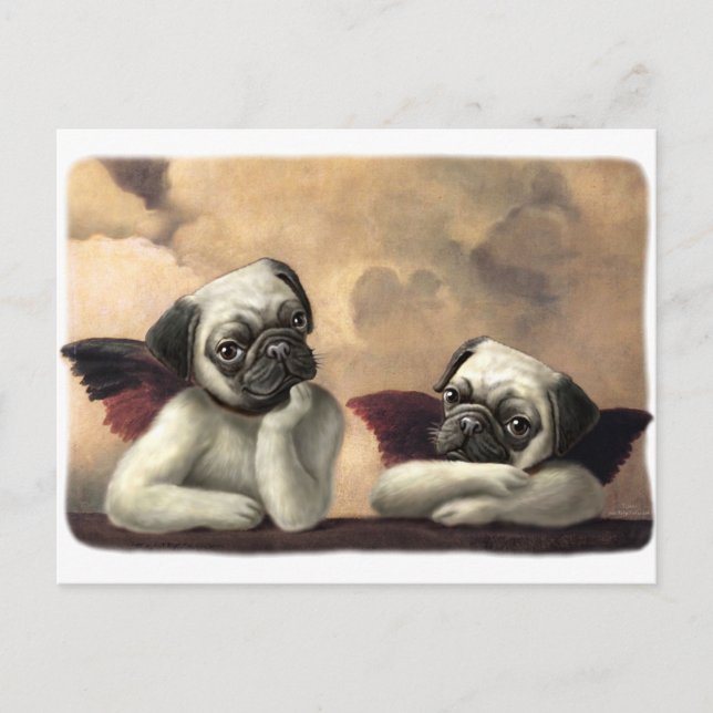 Angelic Pug Cherub Gift-artiklar Vykort (Framsida)