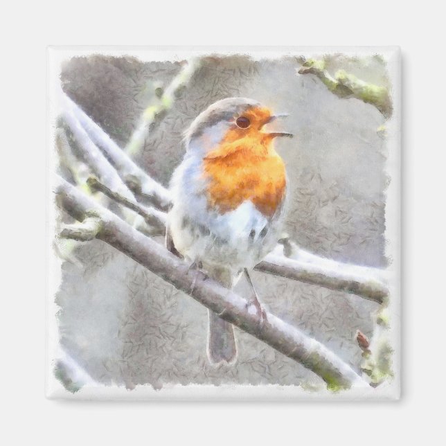 Angelic Robin Watercolor Magnet (Framsidan)