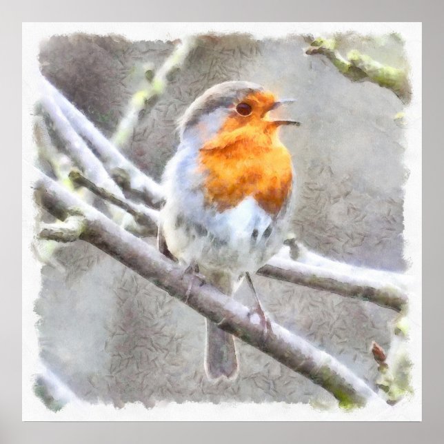 Angelic Robin Watercolor Poster (Framsidan)
