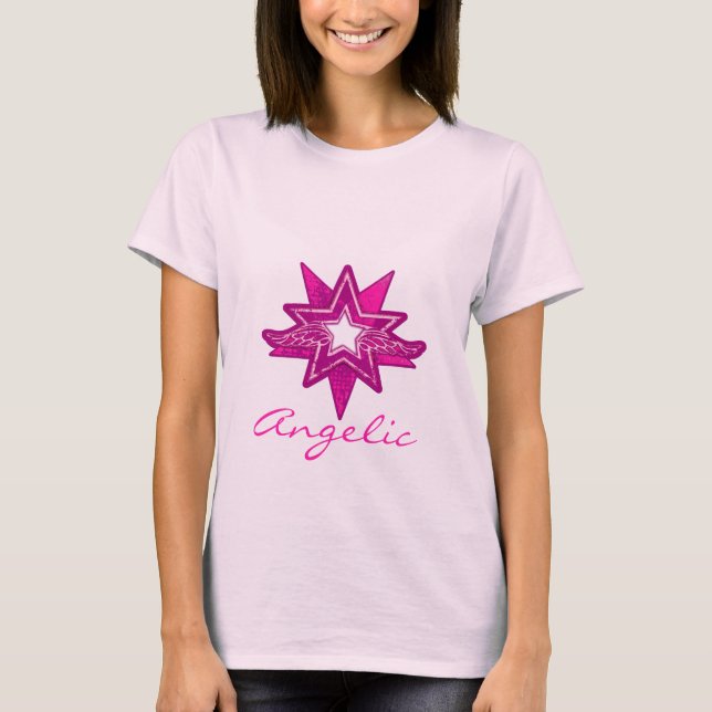 Angelic star dam shock rosa hues t-shirt (Framsida)
