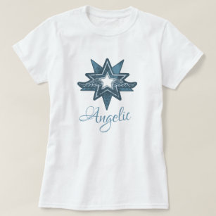 Angelic star vinge art in blue grafik t-shirt