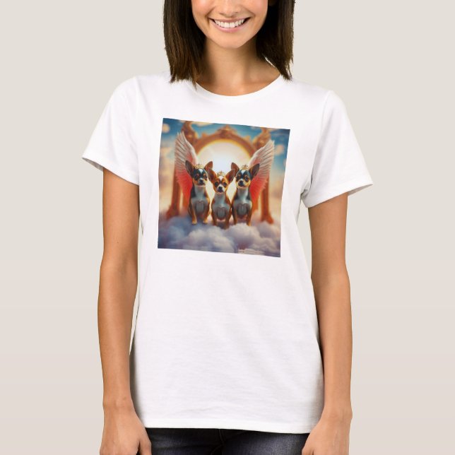 Angelic Tassar ovanför molnen T Shirt (Framsida)