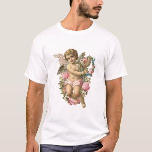 Angelic Vintage Cherub med Daisy & Rosa ros T Shirt
