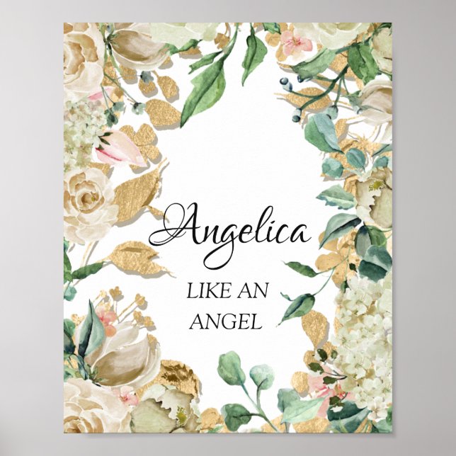 Angelica Namn Betydelse Blommig Bröllop Födelsedag Poster (Framsidan)