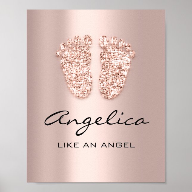 angelica Namn Betydelse Nyfödd bebis Feet Ro Gift Poster (Framsidan)