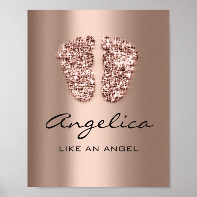 angelica Namn Betydelse Nyfödd bebis Feet Ro Guld Poster (Framsidan)