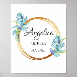 Angelica Namn Meaning Blommigt Golden Ram Poster