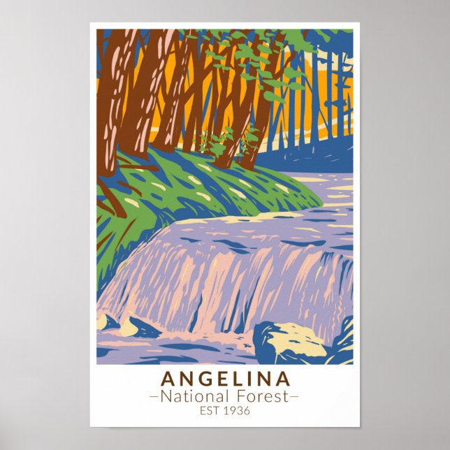 Angelina National Forest Boykin Bäck Vintage Poster (Framsidan)