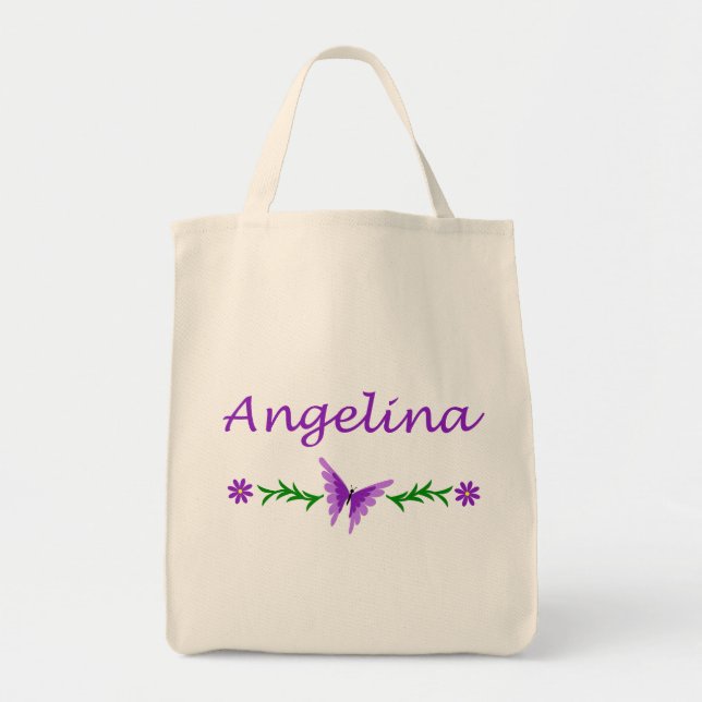 Angelina (purpurfärgad fjäril) tygkasse (Framsidan)