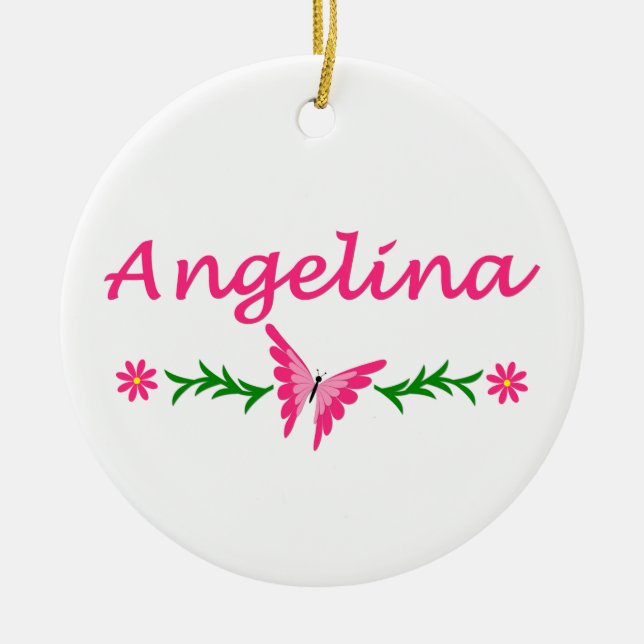 Angelina (rosa fjäril) julgransprydnad keramik (Framsidan)