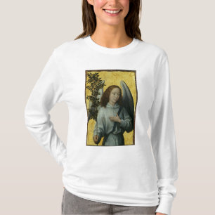 Ängelinnehav en olivgrön gren tee shirt