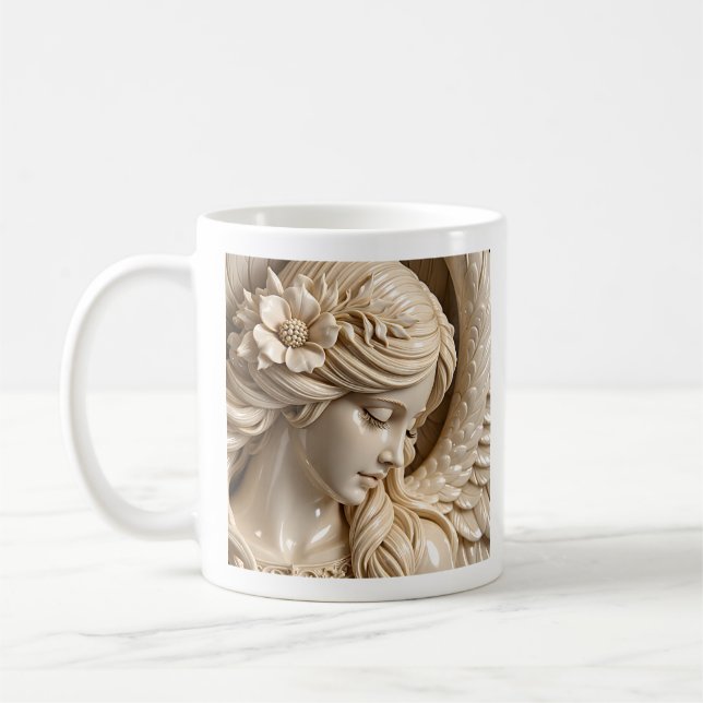 Ängelkvinna Profil Ansikte Kaffemugg (Vänster)