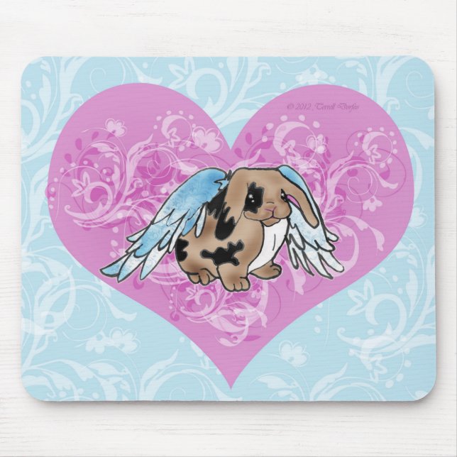 ÄngelLop-kaninen Mousepad w/Heart virvlar runt Musmatta (Framsidan)