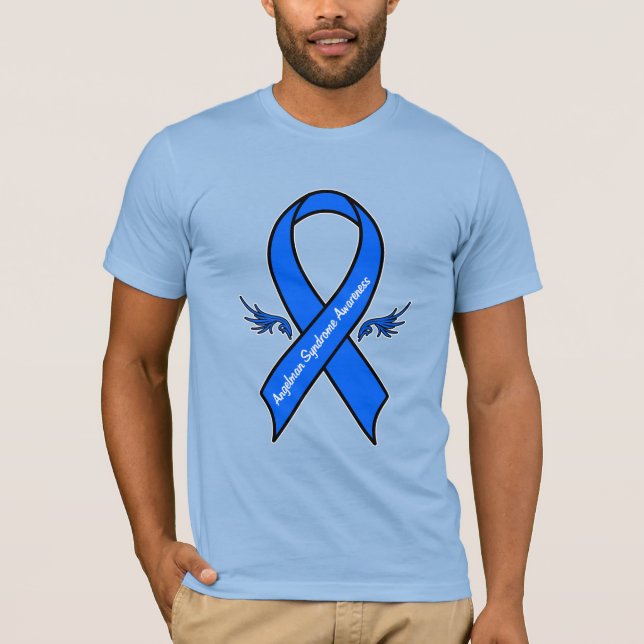 Angelman Syndrome Awareness Ribbon Angel Vingar T Shirt (Framsida)