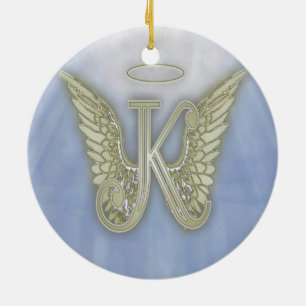 ÄngelMonogram för brev K Julgransprydnad Keramik