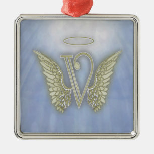 ÄngelMonogram för brev V Julgransprydnad Metall