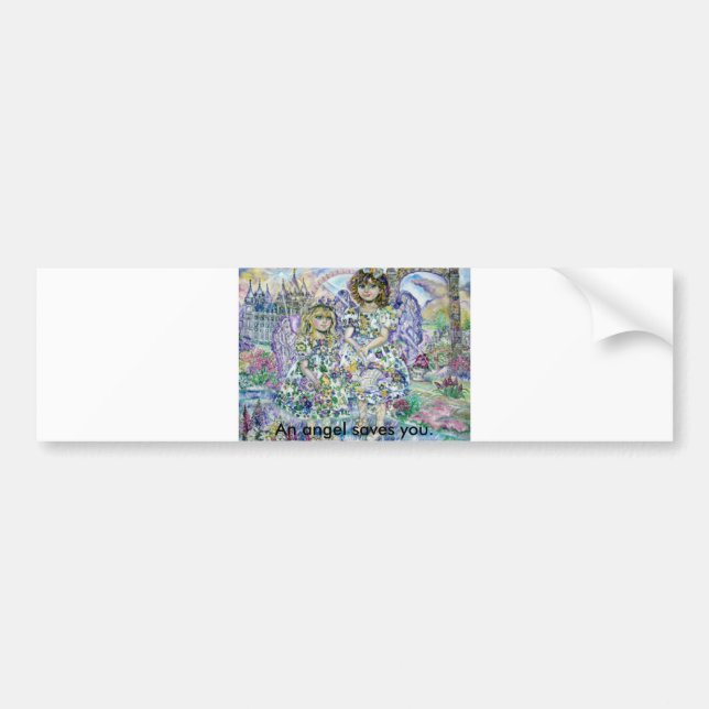 Ängeln av den purpurfärgade blomman., en ängel bildekal (Framsidan)