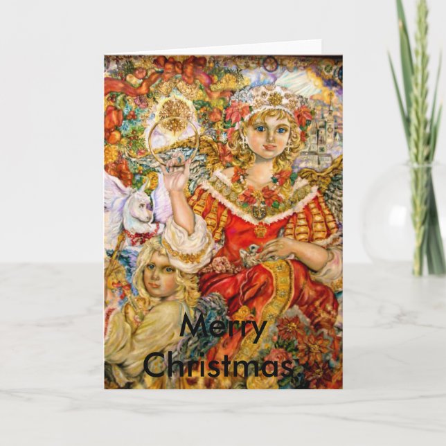 Ängeln av julstjärnan., glad Christmas. Helgkort (Framsida)