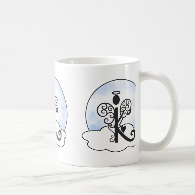 Ängeln för w för monogramen för alfabetet för brev kaffemugg (Höger)