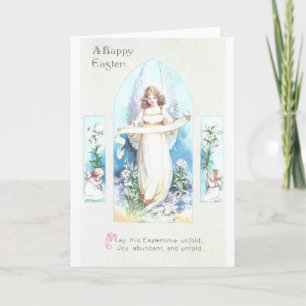 Ängeln och Cherubs kyrktar fönstervintagepåsk Helgkort