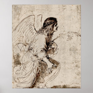 Angeln på Annunciation teckning av Barbieri Poster