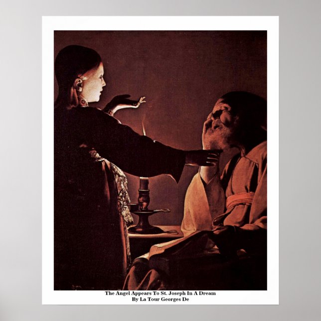Angeln visas för St. Joseph i en dröm Poster (Framsidan)