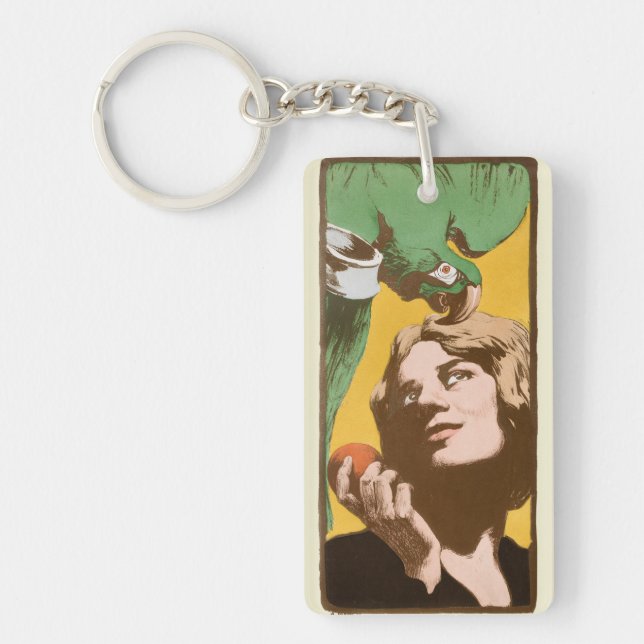 Angelo Jank Art Nouveau Kvinna med grön papegoja (Framsidan)