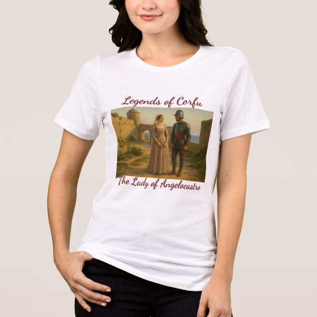 Angelocastros dam. Korfus legender T Shirt (Framsida)