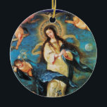 Angels and Immaculate Conception of Virgin Julgransprydnad Keramik<br><div class="desc">Immaculate Conception of Virgin  is a painting by the Spanish Baroque master by Hose Antolinez Madrid 1665 Spain .Elegant design with a bright blue sapphire gem stone.</div>