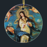 Angels and Immaculate Conception of Virgin Julgransprydnad Keramik<br><div class="desc">Immaculate Conception of Virgin  is a painting by the Spanish Baroque master by Hose Antolinez Madrid 1665 Spain .Elegant design with a bright blue sapphire gem stone.</div>