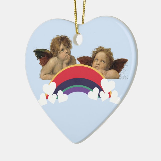 Angels Engel Raphael Vintage Rainbow Regenbogen Julgransprydnad Keramik (Vänster)