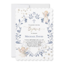 angels frame Baptism baby boy