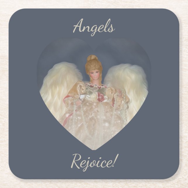 Angels Rejoice Traditional Blue Holiday Underlägg Papper Kvadrat (Framsidan)