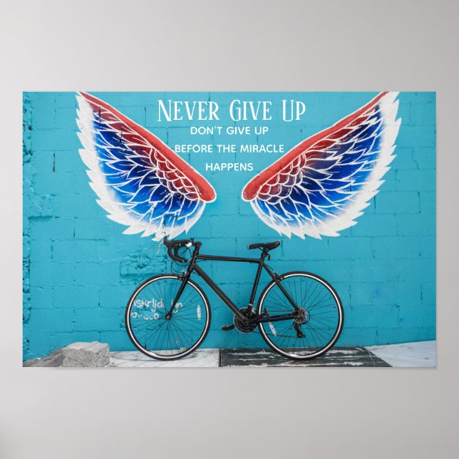 Angels Vingar Blue Red and white Motivation Quote Poster (Framsidan)