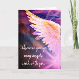 Angels Walk With You Guardian Angel Pink Wing Kort