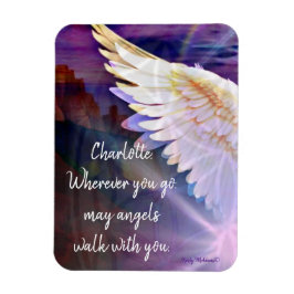 Angels Walk With You Guardian Angel Wing Name Magnet