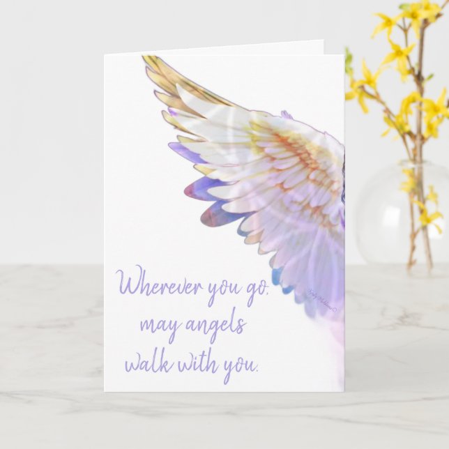 Angels With You Angel Lavender Gold Wing Greeting Kort (Gul blomma)