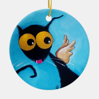 ÄngelStressie katt Julgransprydnad Keramik