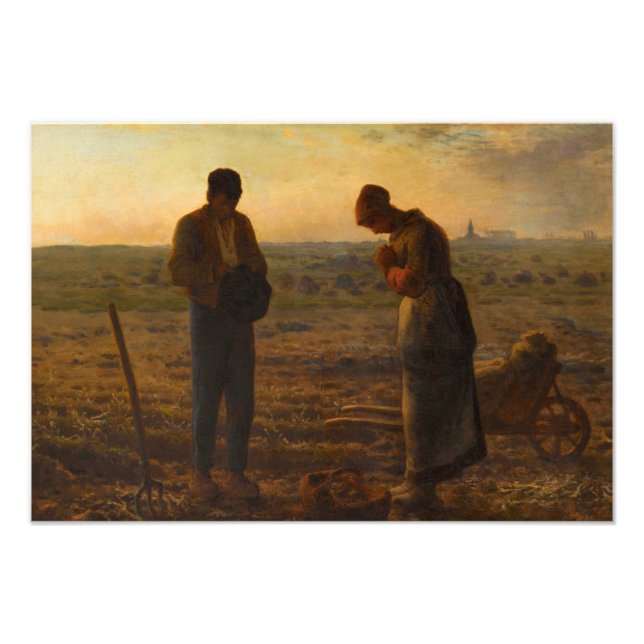 Angelus, 1857-1859 av Jean-Francois Millet Fototryck (Framsidan)