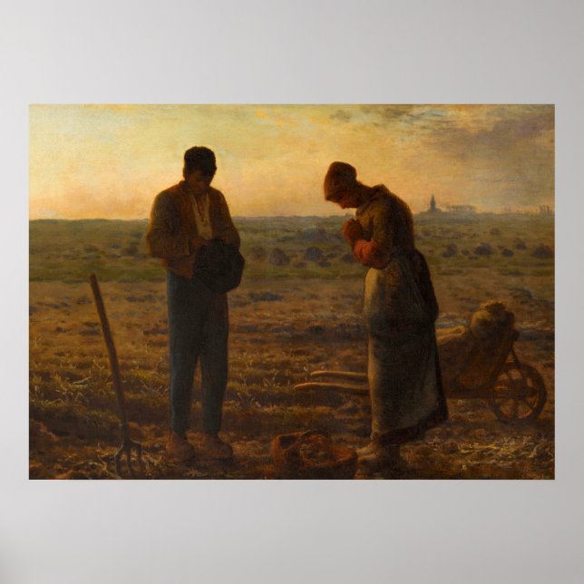 Angelus, 1857-1859 av Jean-Francois Millet Poster (Framsidan)