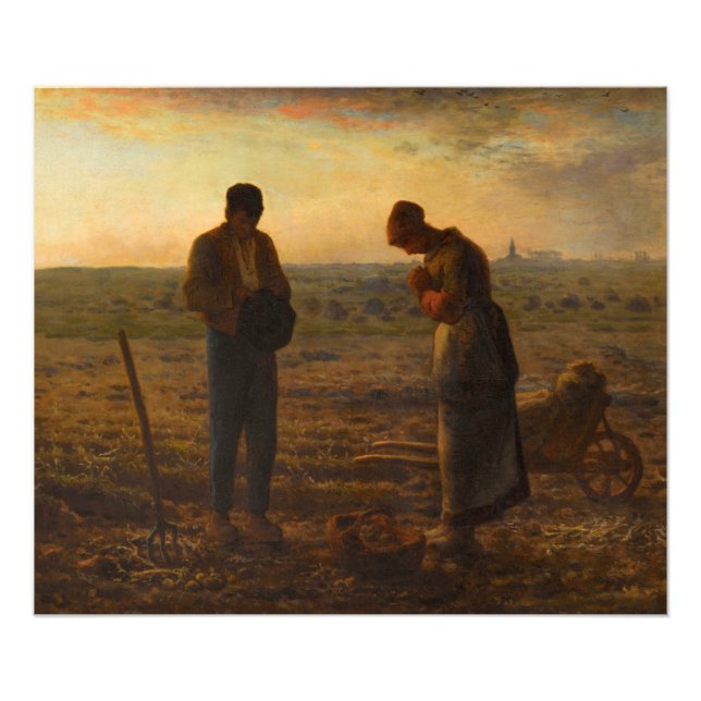 Angelus av Jean-Francois Millet Fototryck (Framsidan)