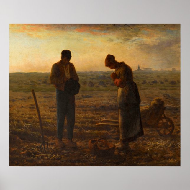 Angelus av Jean-Francois Millet Poster (Framsidan)