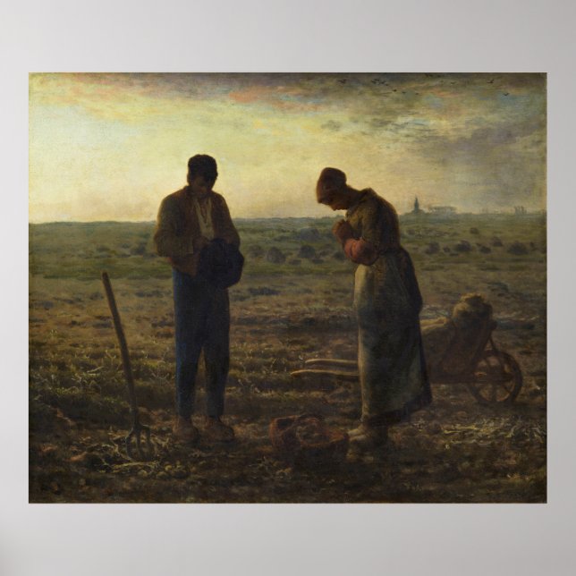 Angelus av Jean-François Millet Poster (Framsidan)