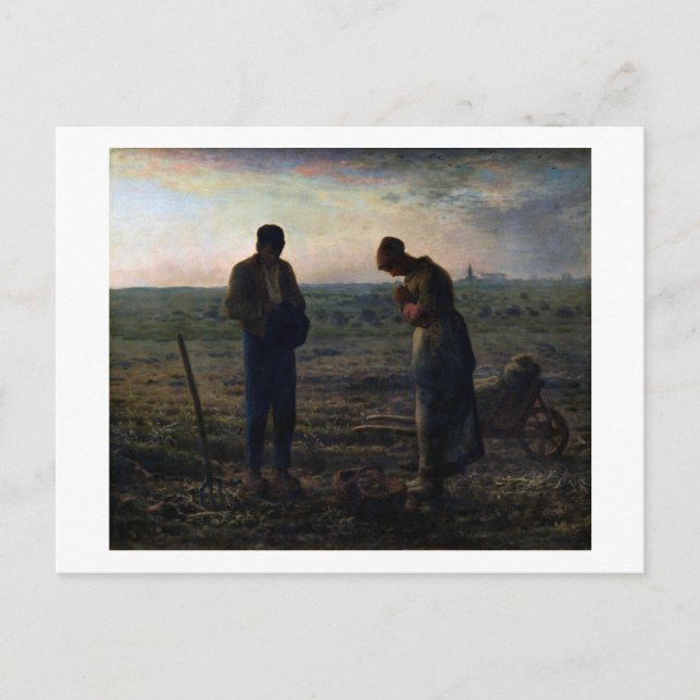 Angelus, Jean-Francois Millet, 1857-1859 Vykort (Framsida)