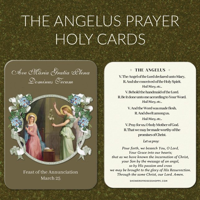 Angelus Prayer Annunciation of Angel Heliga Card Visitkort (THE FEAST OF THE ANNUNCIATION IS CELEBRATED MARCH 25TH! )